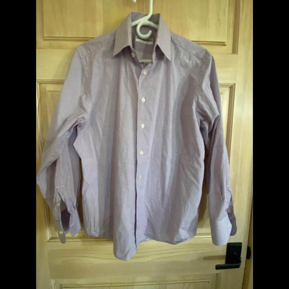 Men’s JHANE BARNES modern fit button shirt. No size. NWOT. Measurements below.